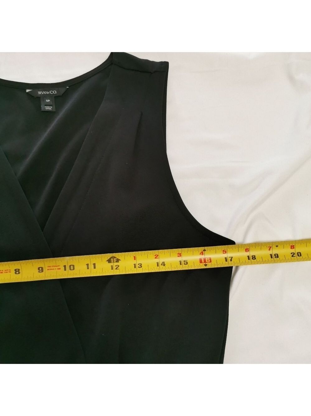 RW&CO Faux Wrap Tapered Leg Jumpsuit Black Small Petite (SP) - Picture 8 of 11